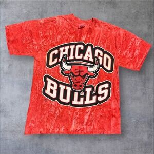 Vintage Chicago Bulls Magic‎ Johnson's Tie Dye Shirt Made in USA size M Red